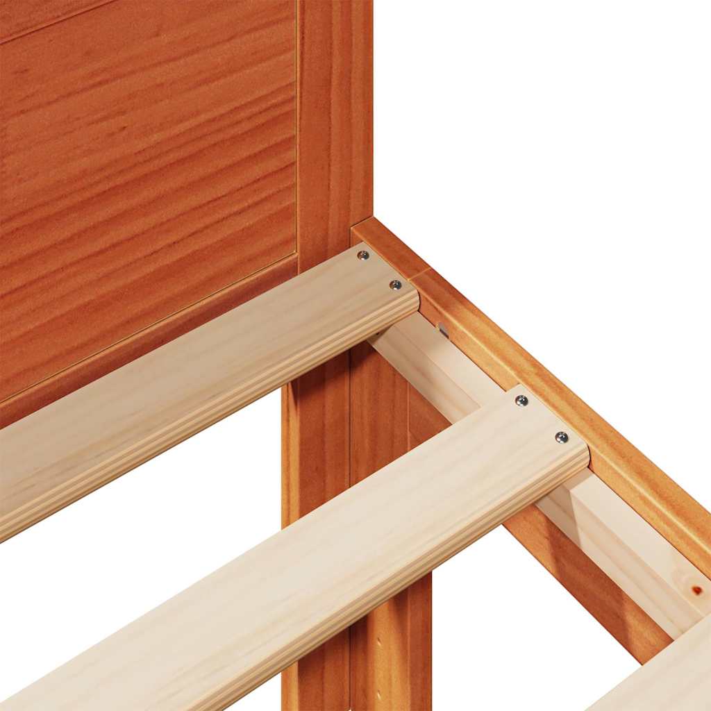vidaXL Massivholzbett ohne Matratze Wachsbraun 80x200 cm Kiefernholz