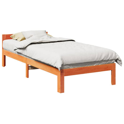 vidaXL Massivholzbett ohne Matratze Wachsbraun 80x200 cm Kiefernholz