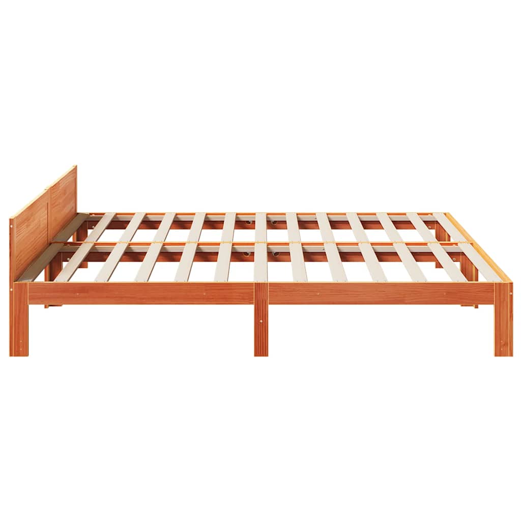 vidaXL Massivholzbett ohne Matratze Wachsbraun 160x200 Kiefernholz