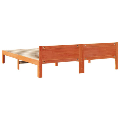 vidaXL Massivholzbett ohne Matratze Wachsbraun 160x200 Kiefernholz
