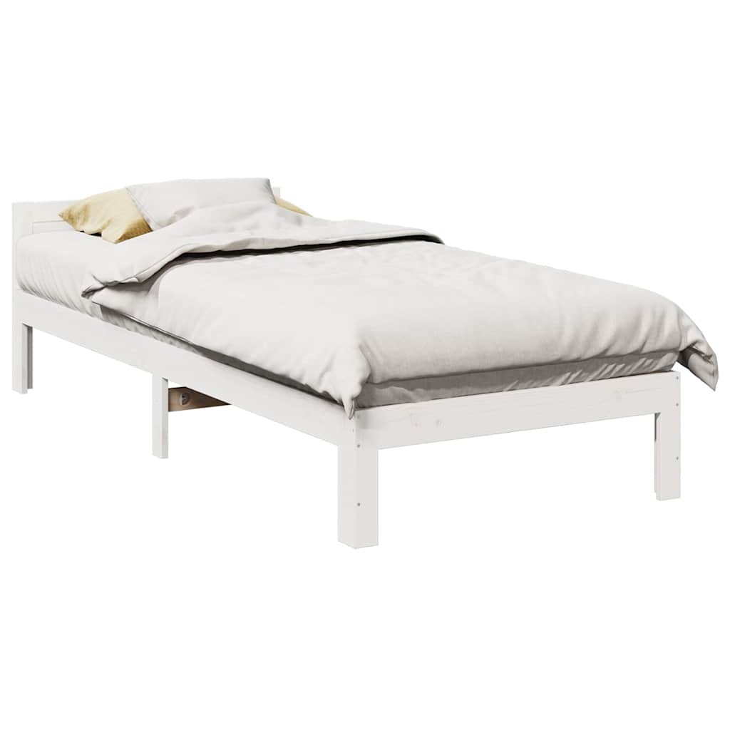 vidaXL Lit en bois massif sans matelas Blanc 90x200 cm Bois de pin