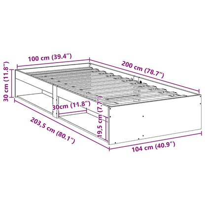 vidaXL Tagesbett ohne Matratze Weiß 100x200 cm Massivholz Kiefer