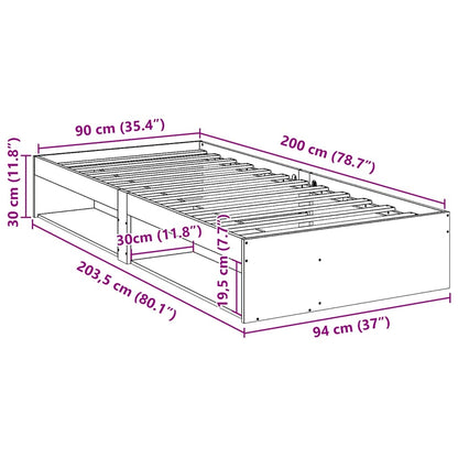 vidaXL Tagesbett ohne Matratze 90x200 cm Massivholz Kiefer