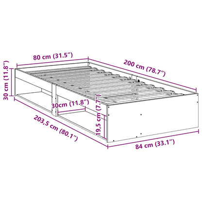 vidaXL Tagesbett ohne Matratze Weiß 80x200 cm Massivholz Kiefer