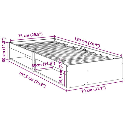 vidaXL Tagesbett ohne Matratze Weiß 75x190 cm Massivholz Kiefer