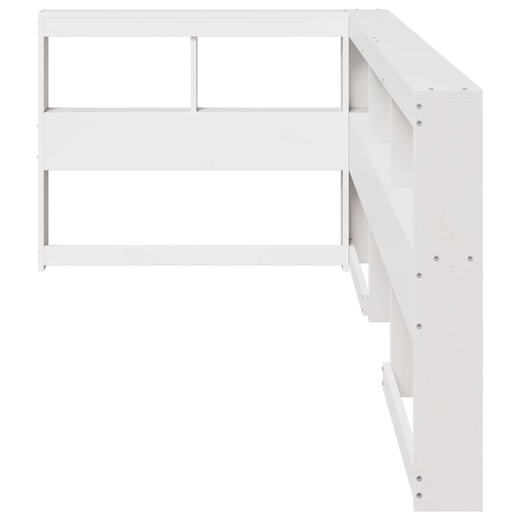 vidaXL Kopfteil mit Bücherregal L-Form Weiß 80 cm Massivholz Kiefer