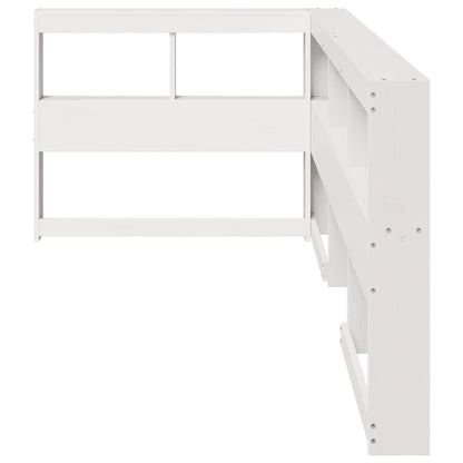 vidaXL Kopfteil mit Bücherregal L-Form Weiß 80 cm Massivholz Kiefer