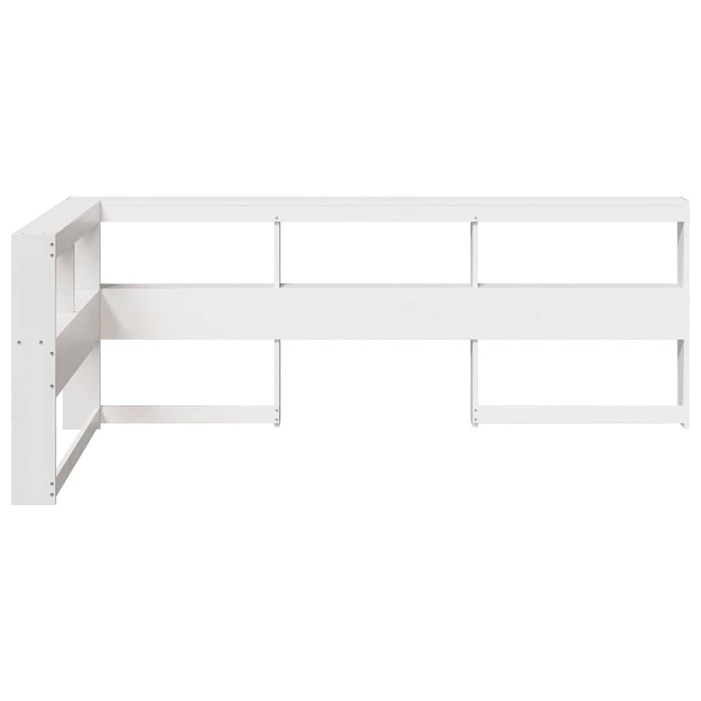 vidaXL Kopfteil mit Bücherregal L-Form Weiß 80 cm Massivholz Kiefer