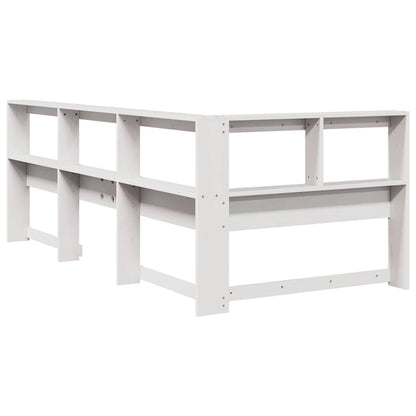 vidaXL Kopfteil mit Bücherregal L-Form Weiß 80 cm Massivholz Kiefer