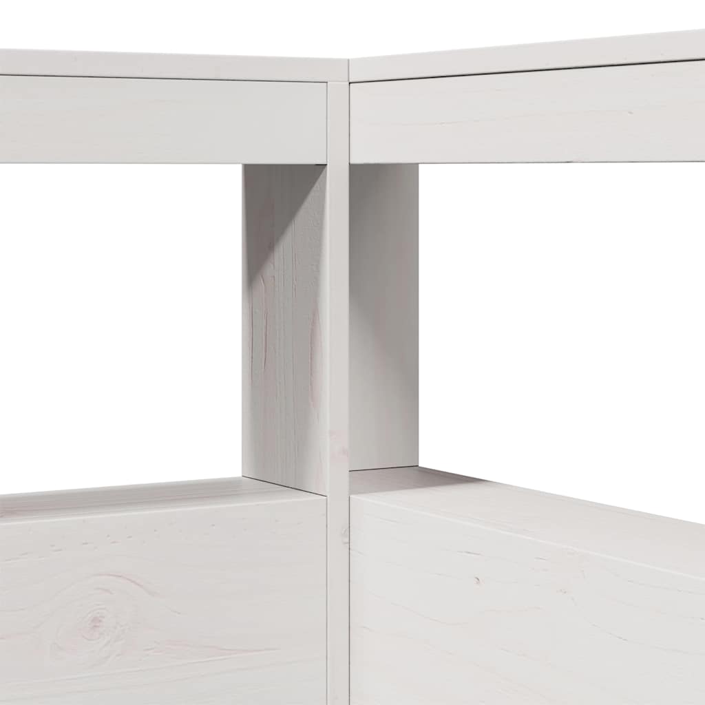 vidaXL Kopfteil mit Bücherregal L-Form Weiß 80 cm Massivholz Kiefer