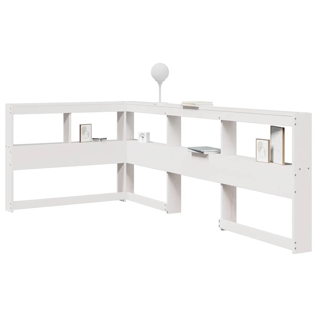 vidaXL Kopfteil mit Bücherregal L-Form Weiß 80 cm Massivholz Kiefer