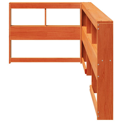 vidaXL Kopfteil mit Bücherregal L-Form Wachsbraun 80 cm Massivholz