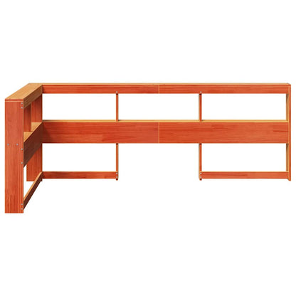 vidaXL Kopfteil mit Bücherregal L-Form Wachsbraun 80 cm Massivholz