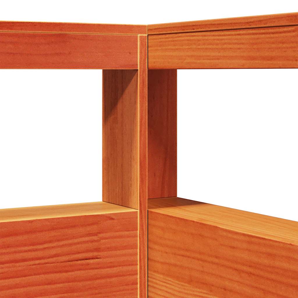 vidaXL Kopfteil mit Bücherregal L-Form Wachsbraun 80 cm Massivholz