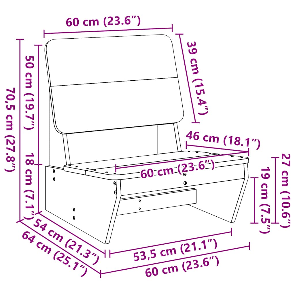 vidaXL Gartenstühle 2 Stk. 60x64x70,5 cm Kiefernholz Imprägniert