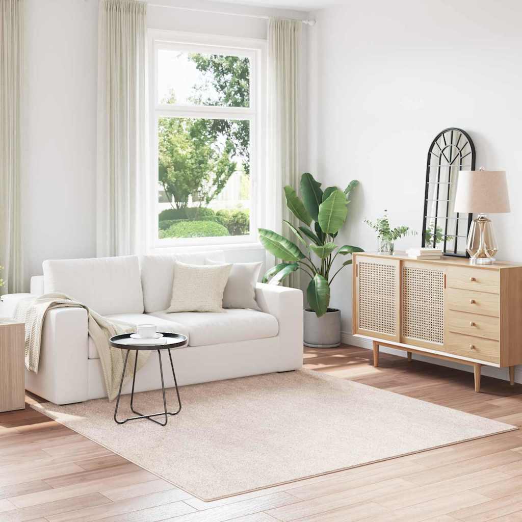 vidaXL Anti-Rutsch Shaggy Teppich Creme 200 x 200 cm PP