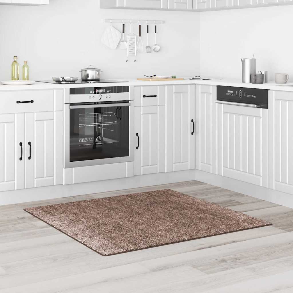 vidaXL Anti-Rutsch Shaggy Teppich Braun 120 x 120 cm PP