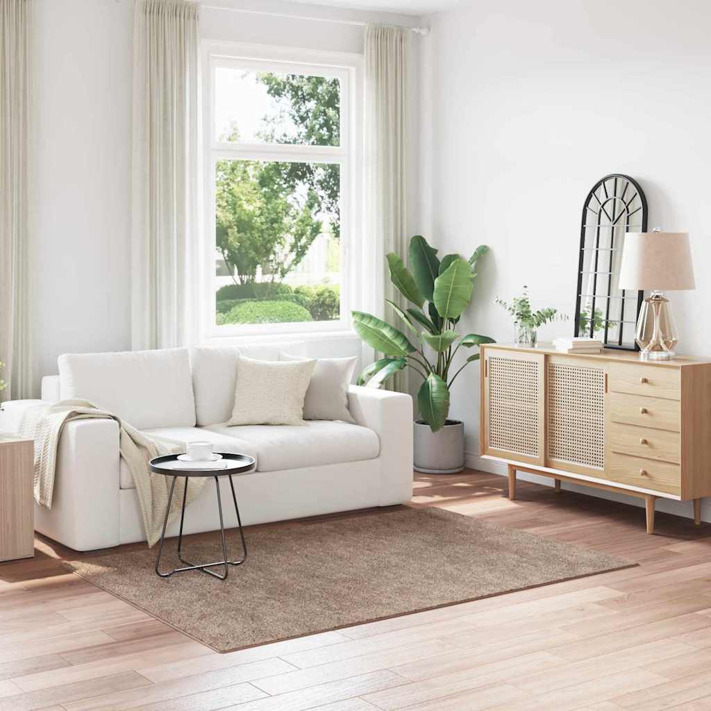 vidaXL Anti-Rutsch Shaggy Teppich Braun 140 x 200 cm PP