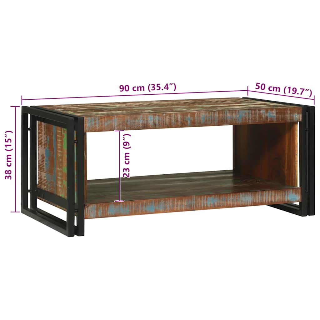 vidaXL Couchtisch 90 x 50 x 38 cm Massives upgecyceltes Holz