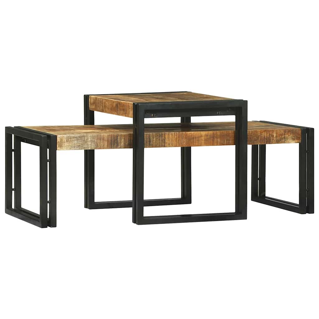 vidaXL Couchtisch 2 pcs Braun 48 x 40 x 40 cm Massivholz Mango