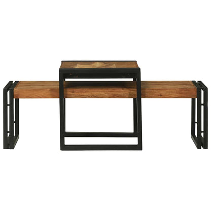 vidaXL Couchtisch 2 pcs Braun 48 x 40 x 40 cm Massivholz Akazie