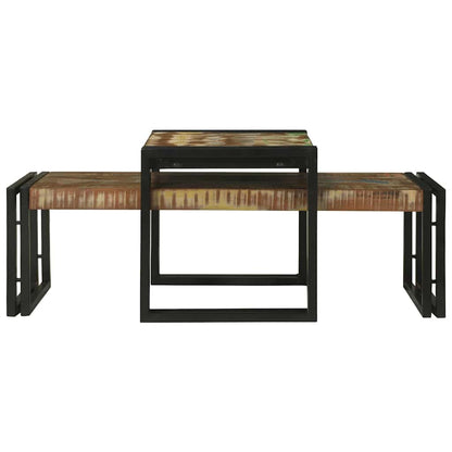 vidaXL Couchtisch 2 pcs Mehrfarbig Massives upgecyceltes Holz