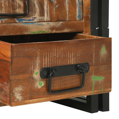 vidaXL Couchtisch mit Schubladen Mehrfarbig Massives upgecyceltes Holz