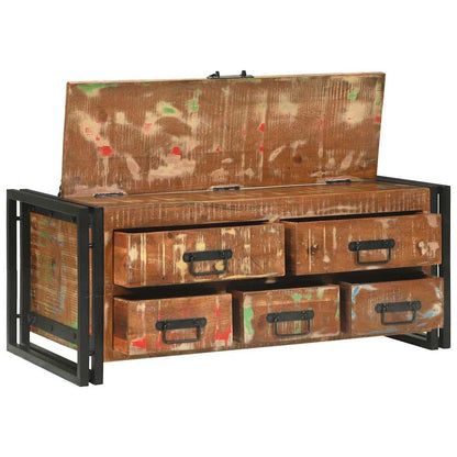 vidaXL Couchtisch mit Schubladen Mehrfarbig Massives upgecyceltes Holz
