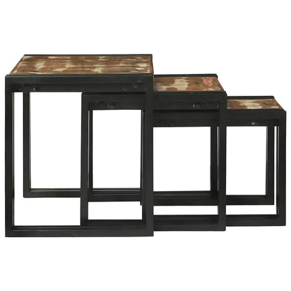 vidaXL Nestingtisch 3 pcs Massives Recyclingholz und Metall