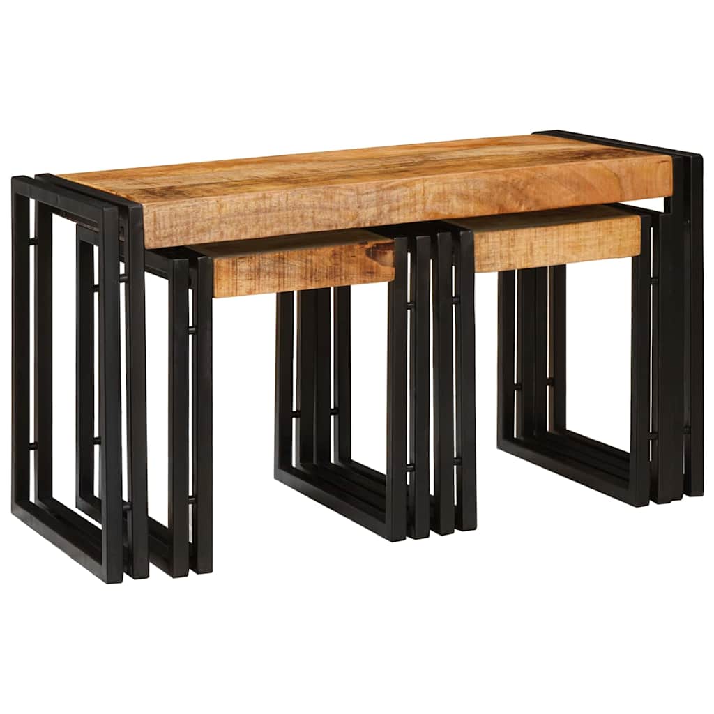 vidaXL Nestingtisch 3 pcs Massives Mango Holz und Metall
