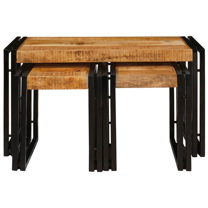 vidaXL Nestingtisch 3 pcs Massives Mango Holz und Metall