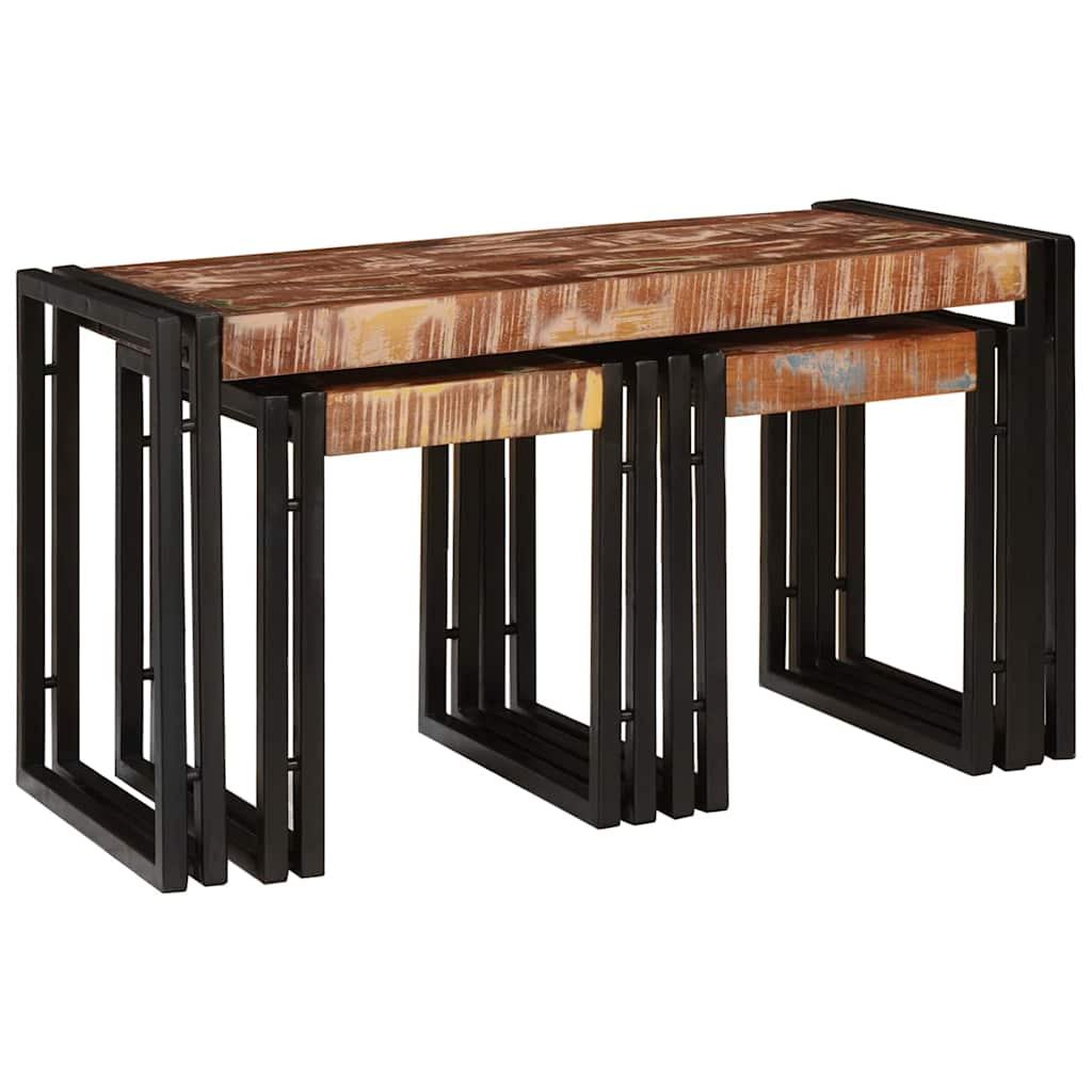 vidaXL Nestingtisch 3 pcs Massives Recyclingholz und Metall