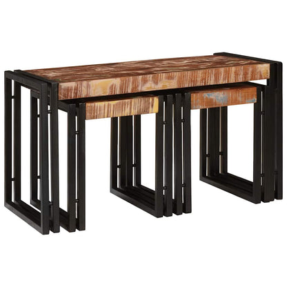 vidaXL Nestingtisch 3 pcs Massives Recyclingholz und Metall