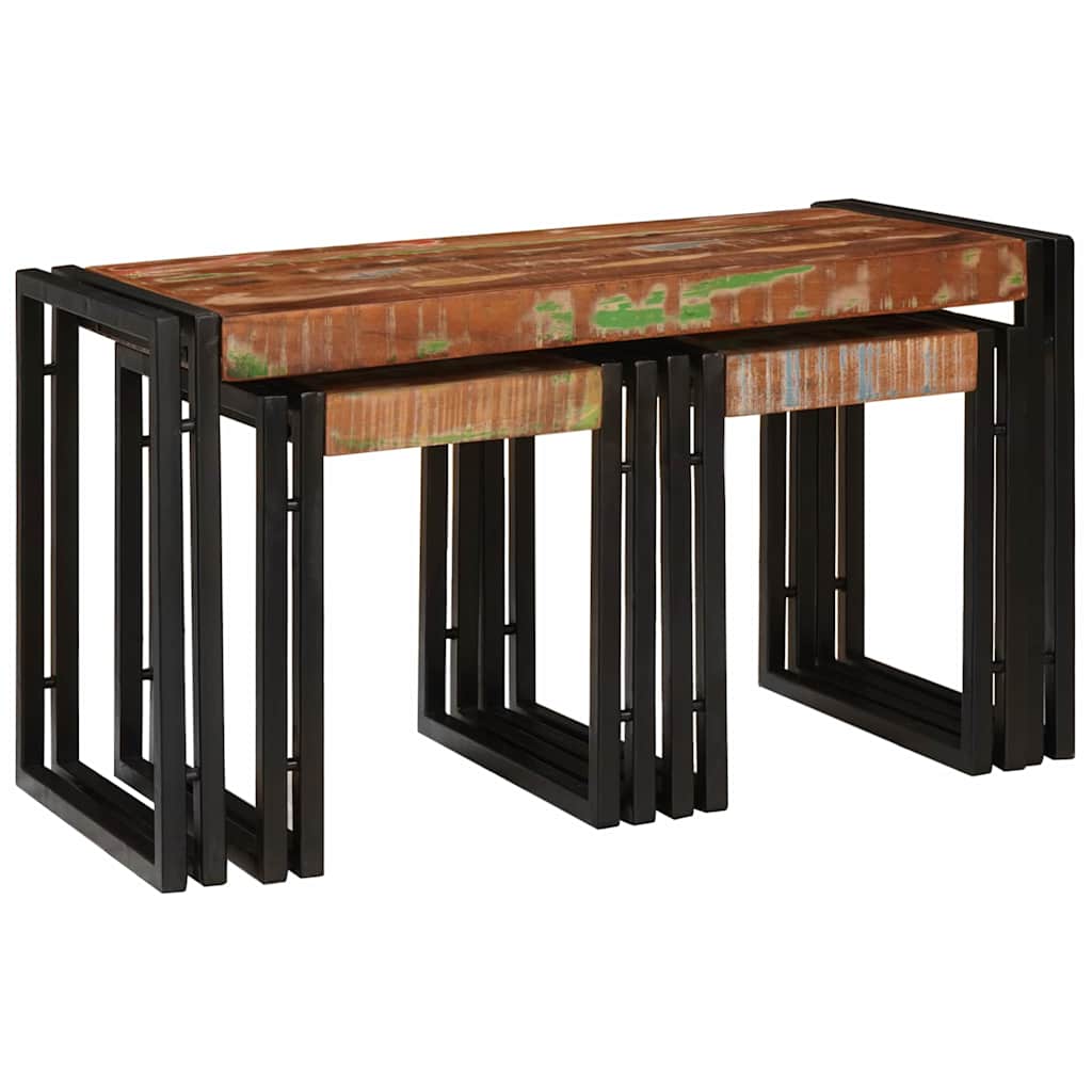 vidaXL Nestingtisch 3 pcs Massives Recyclingholz und Metall