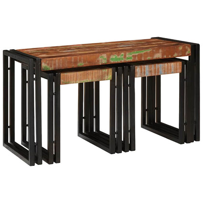 vidaXL Nestingtisch 3 pcs Massives Recyclingholz und Metall