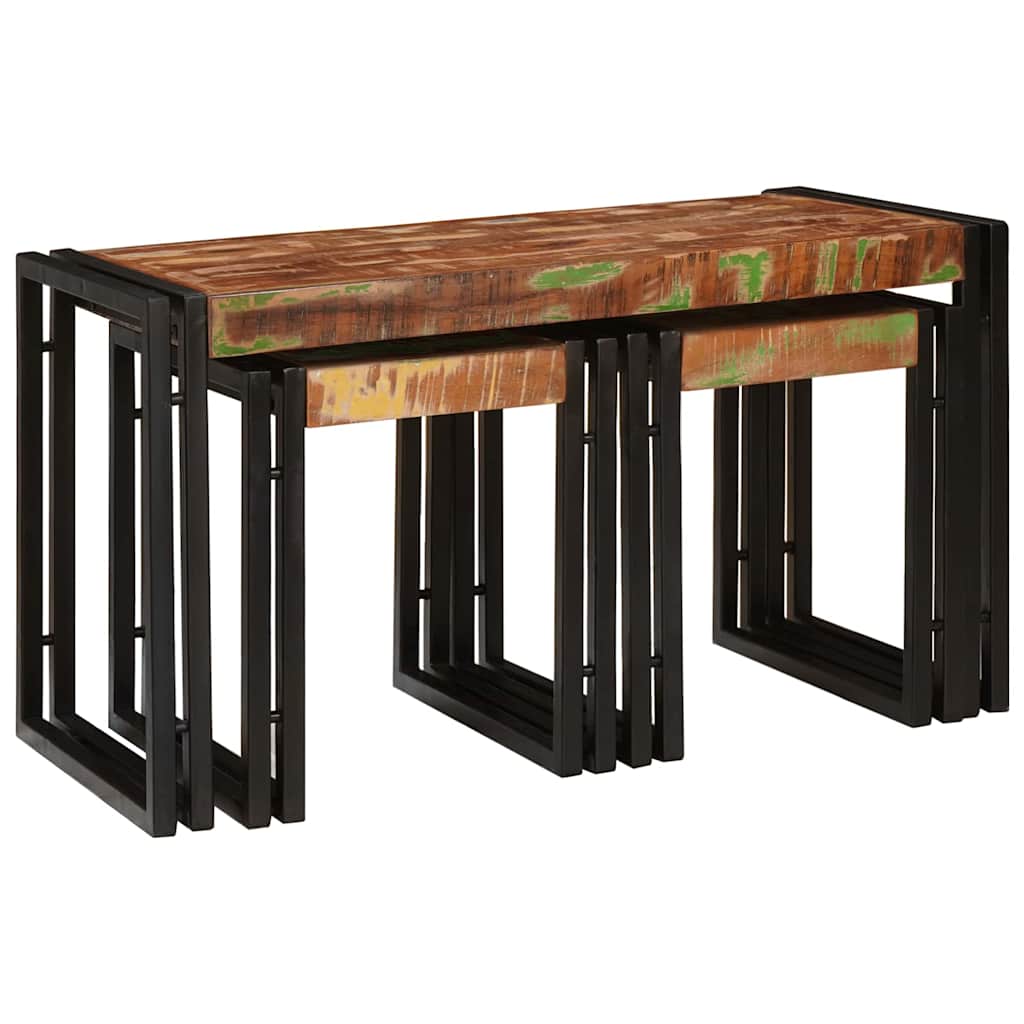 vidaXL Nestingtisch 3 pcs Massives Recyclingholz und Metall