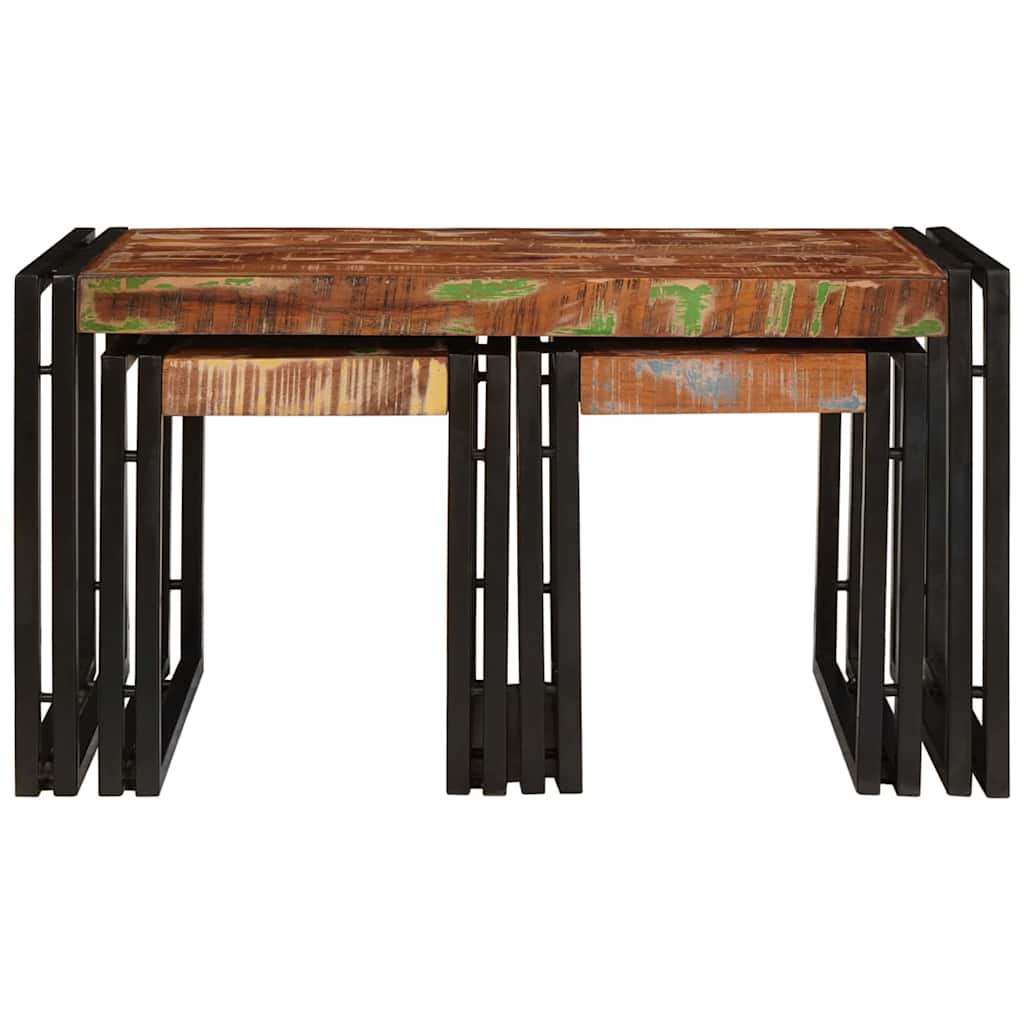 vidaXL Nestingtisch 3 pcs Massives Recyclingholz und Metall