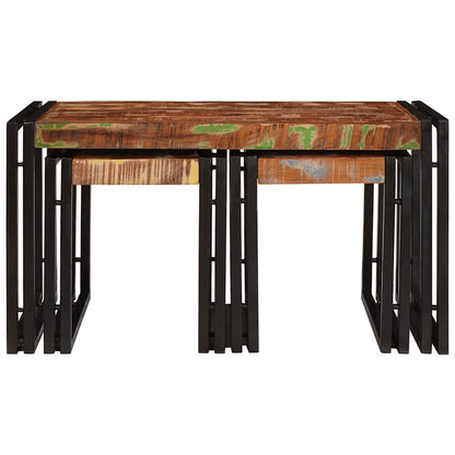 vidaXL Nestingtisch 3 pcs Massives Recyclingholz und Metall