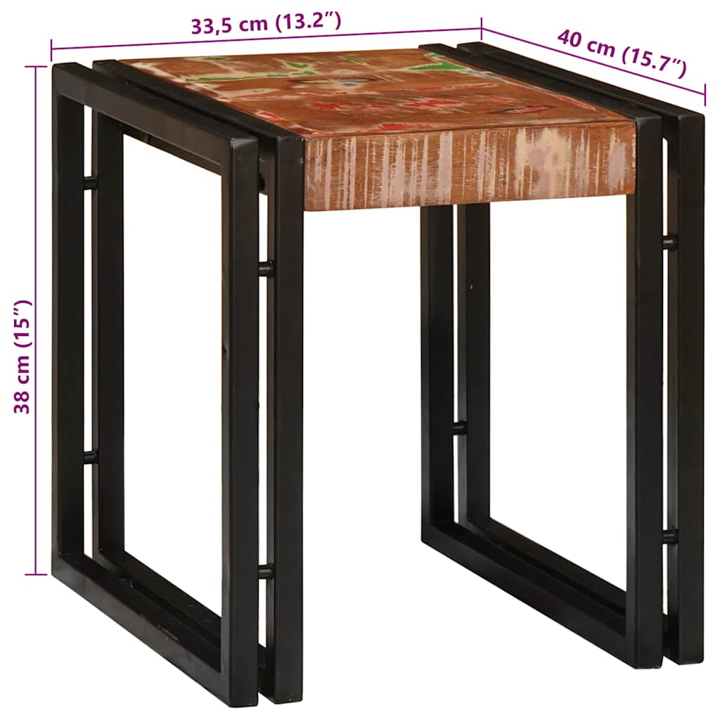 vidaXL Nestingtisch 3 pcs Massives Recyclingholz und Metall
