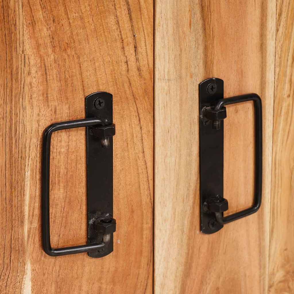 Sideboard mit Türen Braun Massivholz Akazie und Metall