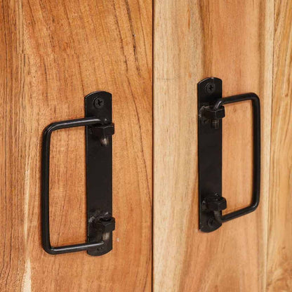 Sideboard mit Türen Braun Massivholz Akazie und Metall