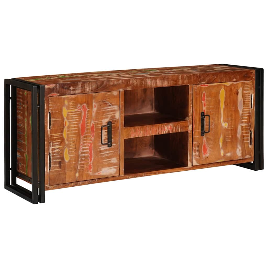 vidaXL TV-Schränk mit Tür Mehrfarbig 120 x 33 x 50 cm Massives Altholz