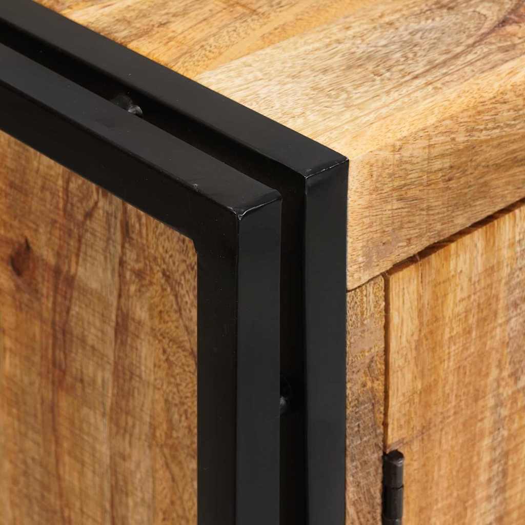 vidaXL Highboard mit Türen Braun Massiv Grobes Mangoholz und Metall