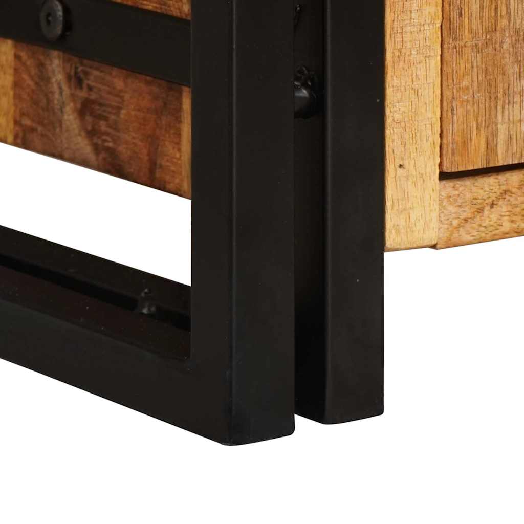 vidaXL Highboard mit Türen Braun Massiv Grobes Mangoholz und Metall
