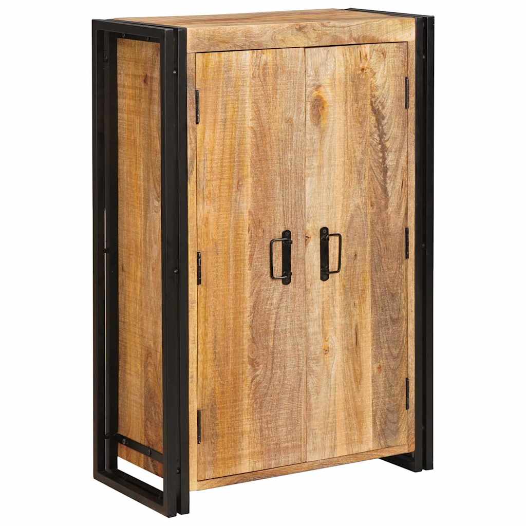 vidaXL Highboard mit Türen Braun Massiv Grobes Mangoholz und Metall
