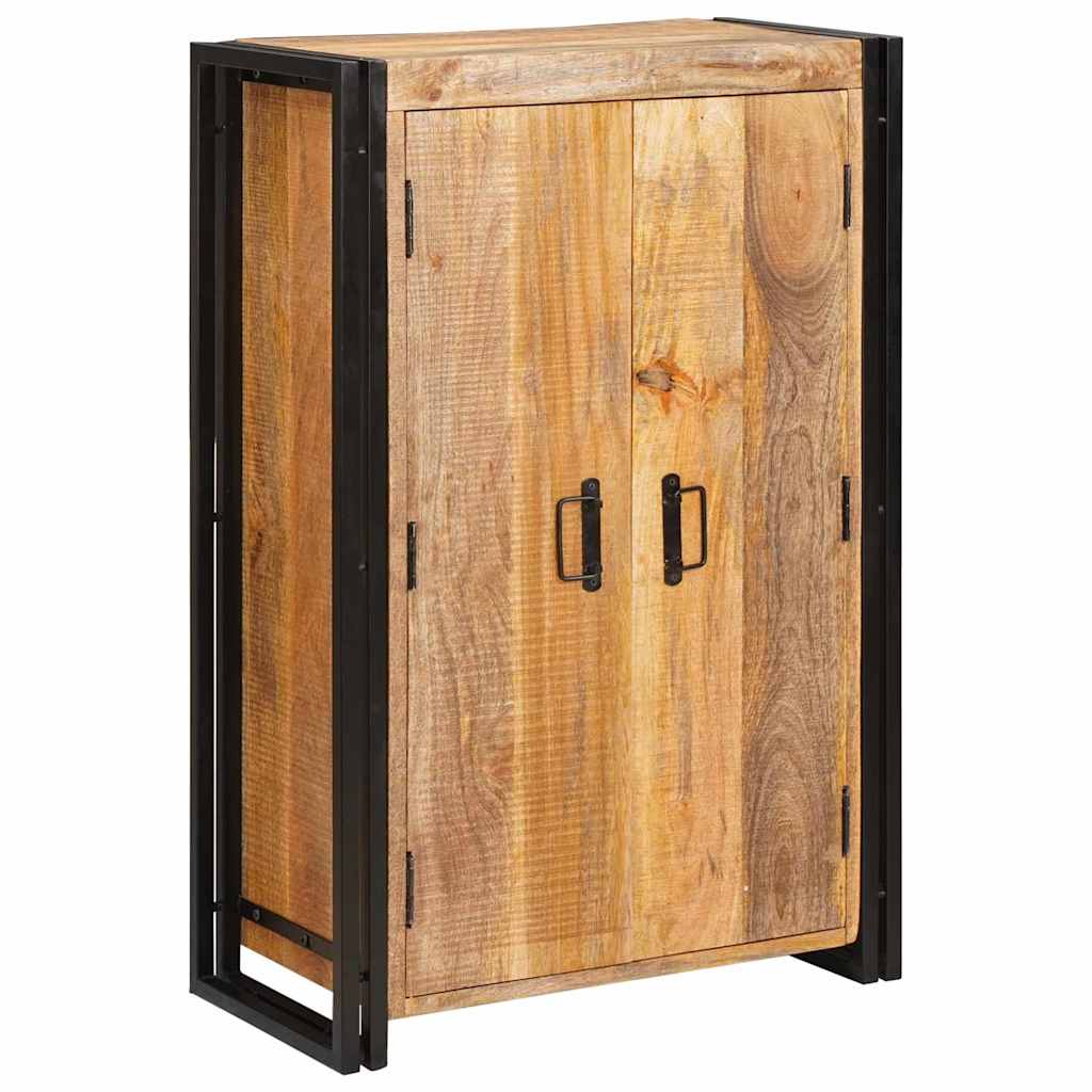 vidaXL Highboard mit Türen Braun Massiv Grobes Mangoholz und Metall