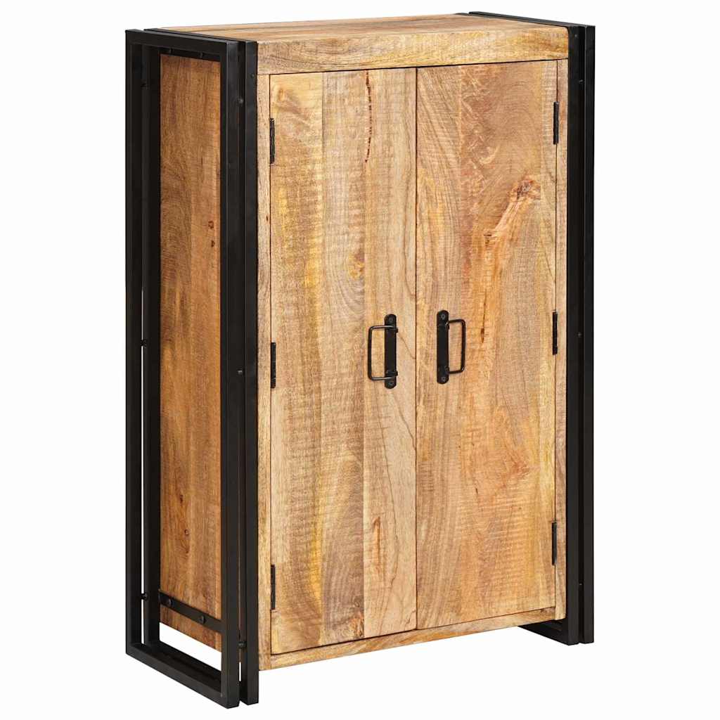 vidaXL Highboard mit Türen Braun Massiv Grobes Mangoholz und Metall