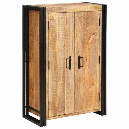vidaXL Highboard mit Türen Braun Massiv Grobes Mangoholz und Metall