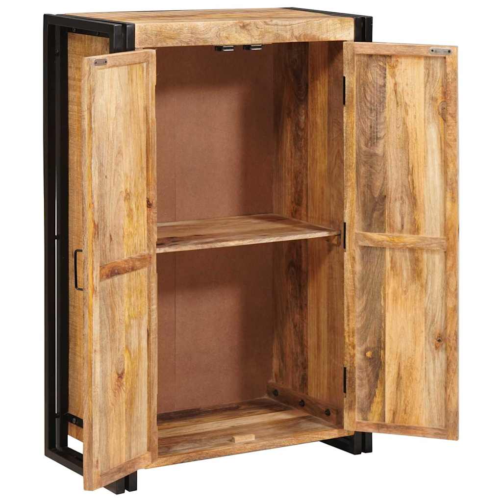 vidaXL Highboard mit Türen Braun Massiv Grobes Mangoholz und Metall
