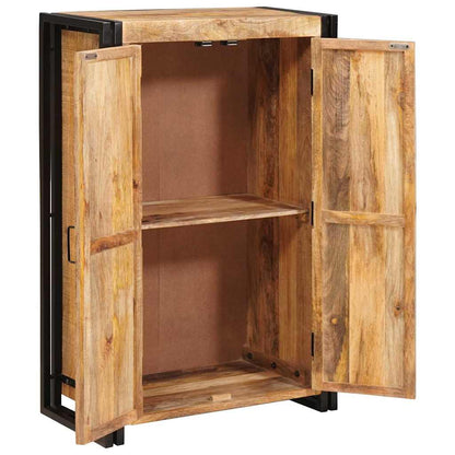 vidaXL Highboard mit Türen Braun Massiv Grobes Mangoholz und Metall